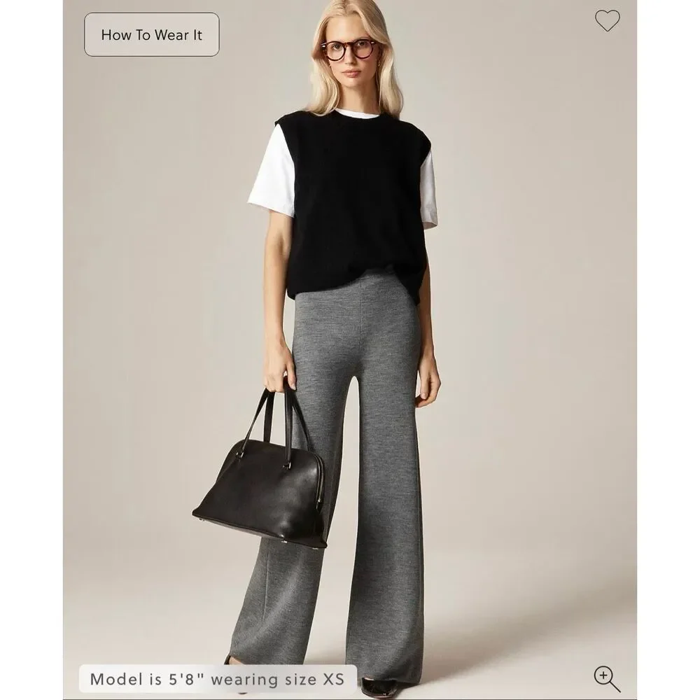 J. Crew Cosmo sweater pant in merino wool Heather Graphite NWT Size XS
